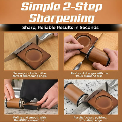Rolling Knife Sharpener Kit, 4 Angle Magnetic, Diamond and Ceramic Discs
