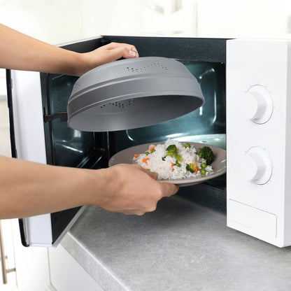 Microwave Splatter Cover Guard – Glass Silicone Dish Cover, Collapsible