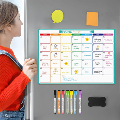MaxGear Black Weekly Dry Erase Board,16"x12" Magnetic Whiteboard Meal Planner Blackboard for Fridge, Chalkboard Calendar Menu Planning Board Notepad for Kitchen with 7 Markers and 1 Eraser