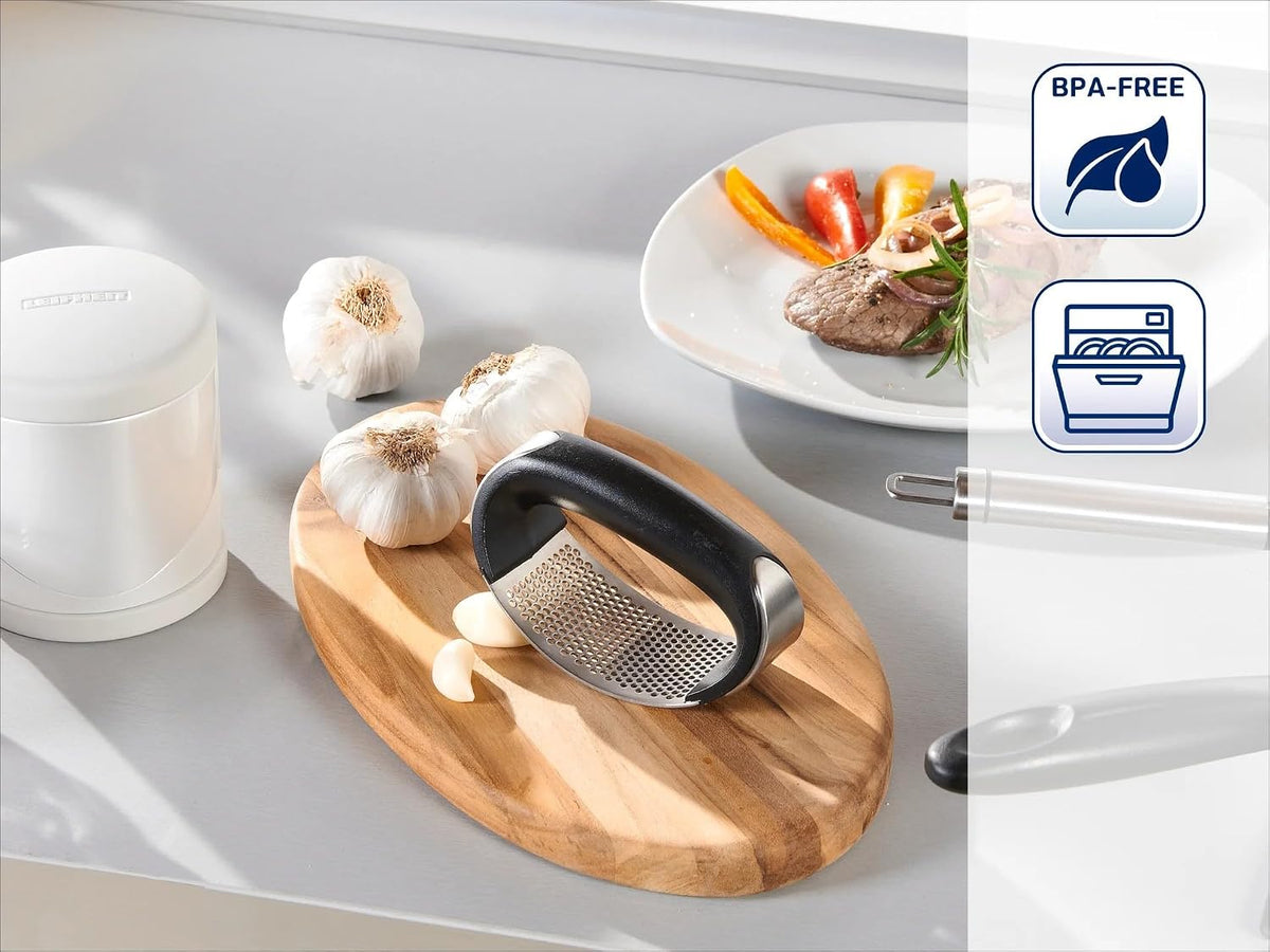 Garlic-King Proline Garlic Press Rocker, Black/Silver - Time Saving