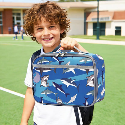 FlowFly Kids Lunch box Insulated Soft Bag Mini Cooler Back to School Thermal Meal Tote Kit for Girls, Boys, Black