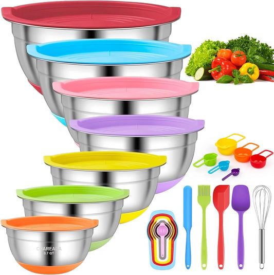 Mixing Bowls with Airtight Lids, 18pcs Stainless Steel Mixing Bowls Set