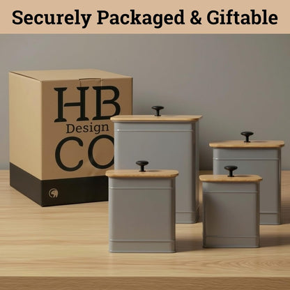 Kitchen Canisters for Countertop Set of 4 with Customizable Chalkboard Labels & Marker Pen - Big Iron Kitchen Canisters with Airtight Lids - Sage Green Canister Set - Flour and Sugar Containers