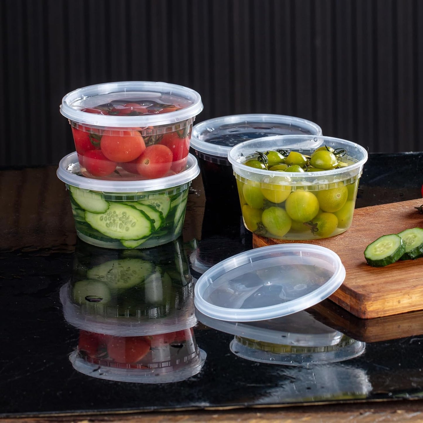 30oz Meal Prep Containers Bulk 50-Pack - 2-Compartment with Lids, Leakproof, Microwave/Freezer/Dishwasher Safe - Commercial Food Storage, Black