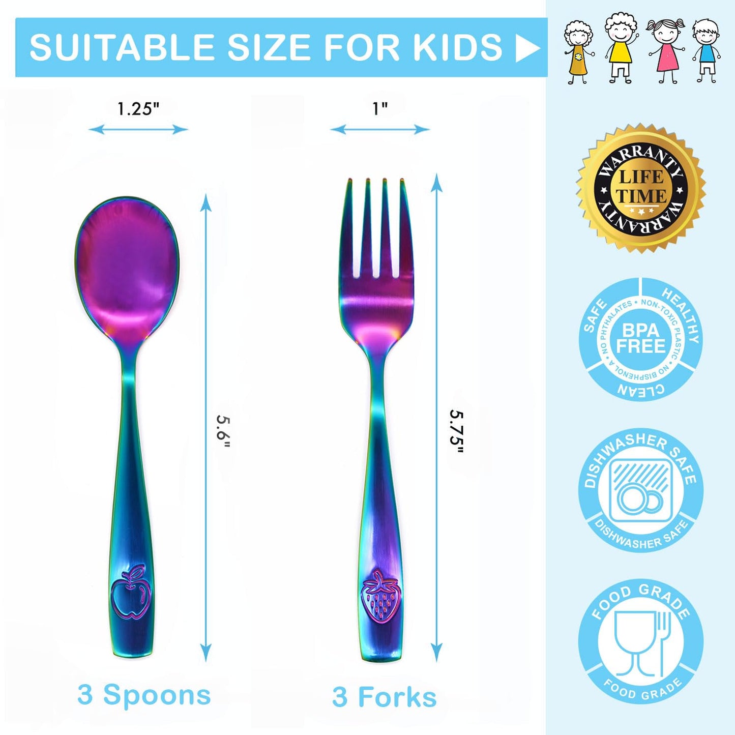 CHILLOUT LIFE Stainless Steel Kids Silverware Set 15 Pieces - Child and Toddler Safe Flatware - Kids Utensil Set - Metal Kids Cutlery Set Includes 5 Small Kids Spoons, 5 Forks & 5 Knives