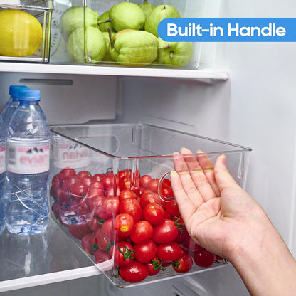 JollyPack 8 Pack Clear Plastic Storage Bins, Pantry Organizers and Storage with Handles, Clear Storage Containers for Fridge, Kitchen, Cabinet, Bathroom and Office