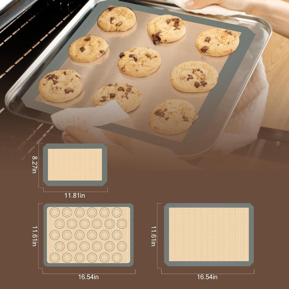 Koolstuffs Silicone Baking Mat, Nonstick and Reusable, 3 Pack