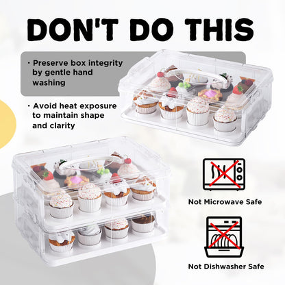 Cupcake Carrier with Lid and Handle,Cookie, Cake, Cupcake and Brownie Storage Carrier, Holds 12 Standard Cupcakes