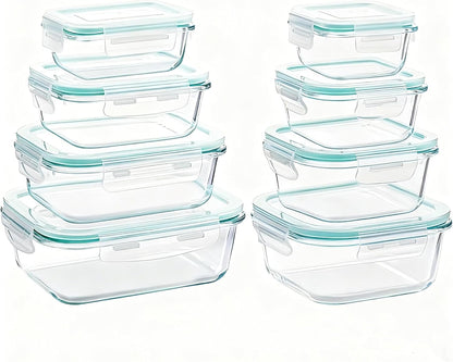 UFI Glass Food Storage Containers with Lids Airtight - 8 Pack - BPA-Free, Leak-Proof, Microwave & Freezer Safe Meal Prep Containers, Stackable Borosilicate Glass Containers for Kitchen Organization