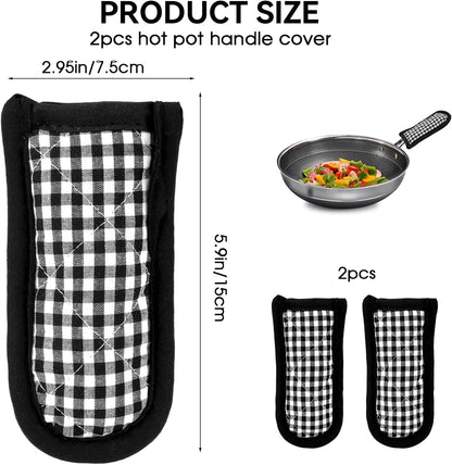 2PCS Hot Handle Covers Cast Iron Skillet Handle Covers Heat Resistant Hot Handle Holders Non-Slip Machine Washable Handle Mitts for Kitchen Baking Cooking BBQ Cookwares, Chili