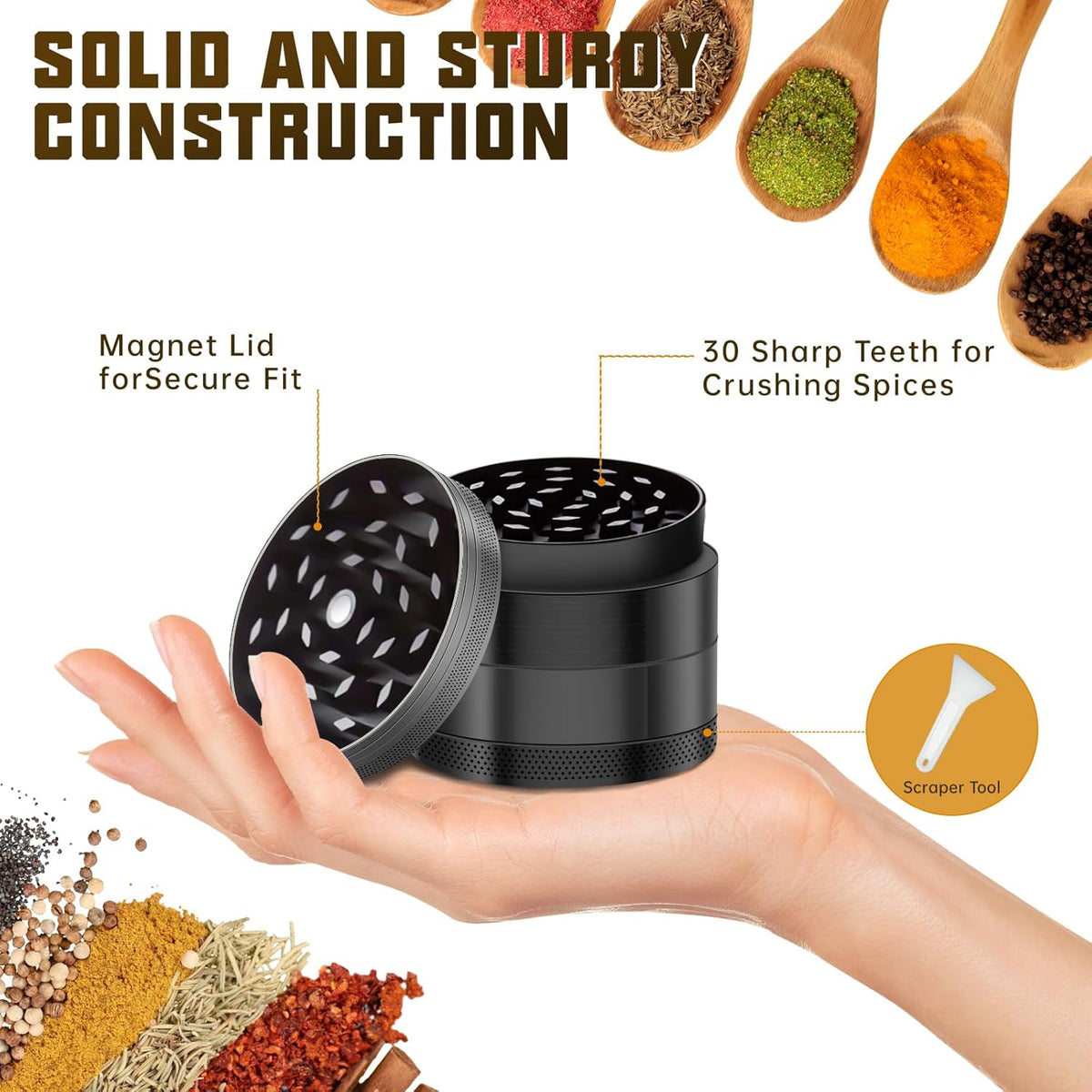 2.5-inch Spice Grinder Kitchen Tools (Black)