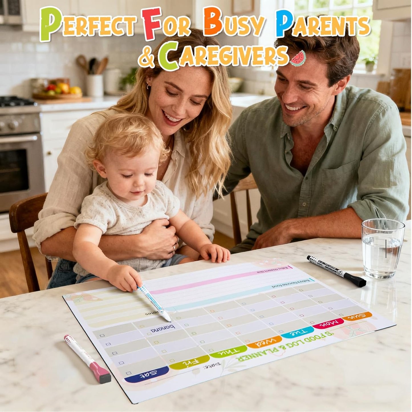 101 Foods Before 1 Checklist Magnet – Baby Food Chart & First Foods Fridge Magnet – Baby First Foods Tracker with Weekly Meal Planner – Dry Erase Baby Food Tracker Fridge Magnet with 3 Markers