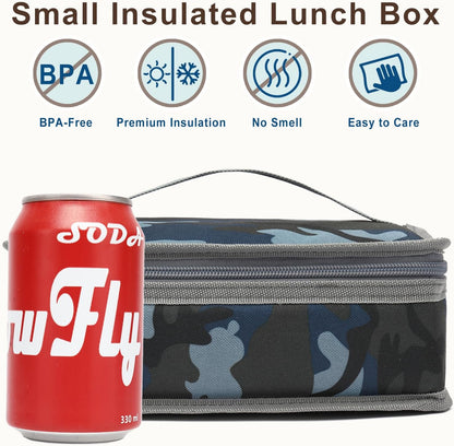 FlowFly Small Insulated Lunch box Portable Soft Bag Mini Cooler Thermal Meal Tote Kit with Handle for Work & School, Black