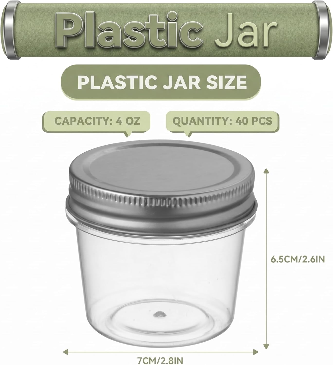 novelinks 4 oz Small Plastic Jars with Lids, 40 Pack Mini Plastic Mason Jars with Lids 4oz, Craft Storage Containers & Canning Jars & Small Spice Jars for Kitchen Organization (40 Pack,Black)