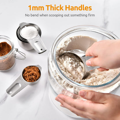 Measuring Cups, U-Taste Magnetic Measuring Cups and Spoons Set of 13 in 18/8 Stainless Steel: 7 Measuring Cups and 5 Measuring Spoons with 1 Professional Magnetic Measurement Conversion Chart