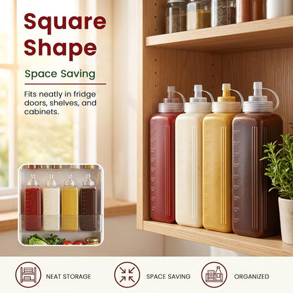 OAMCEG 20oz Condiment Squeeze Bottles, Plastic Sauce Bottles(0.6L)