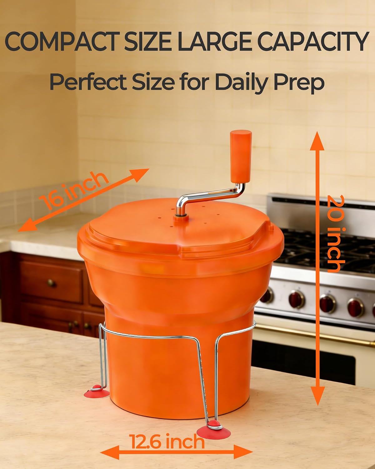 Commercial Salad Spinner - 6 Gallon Salad with Stand Dryer w/Draining Hose, 24Qt Manual Salad Spinner for up to 7 Heads of Lettuce Spinner Large for Catering