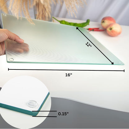 Kitchenville Glass Cutting Board 20”x16”: Tempered Glass Kitchen Counter Protector - Durable- Scratch-Resistant, Heat-Proof - Clear Design
