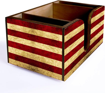 Wooden Utensil Holder Napkin Bar Caddy Parent (American Flag Black)