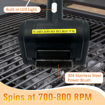 Electric Rechargeable Grill Brush,Grill Cleaner for Outdoor Grill with 800 RPM Motor - Bristle-Free Stainless Steel Grill Cleaner with LED Light for BBQ, Heavy Duty Grill Cleaning Tool (Champagne)