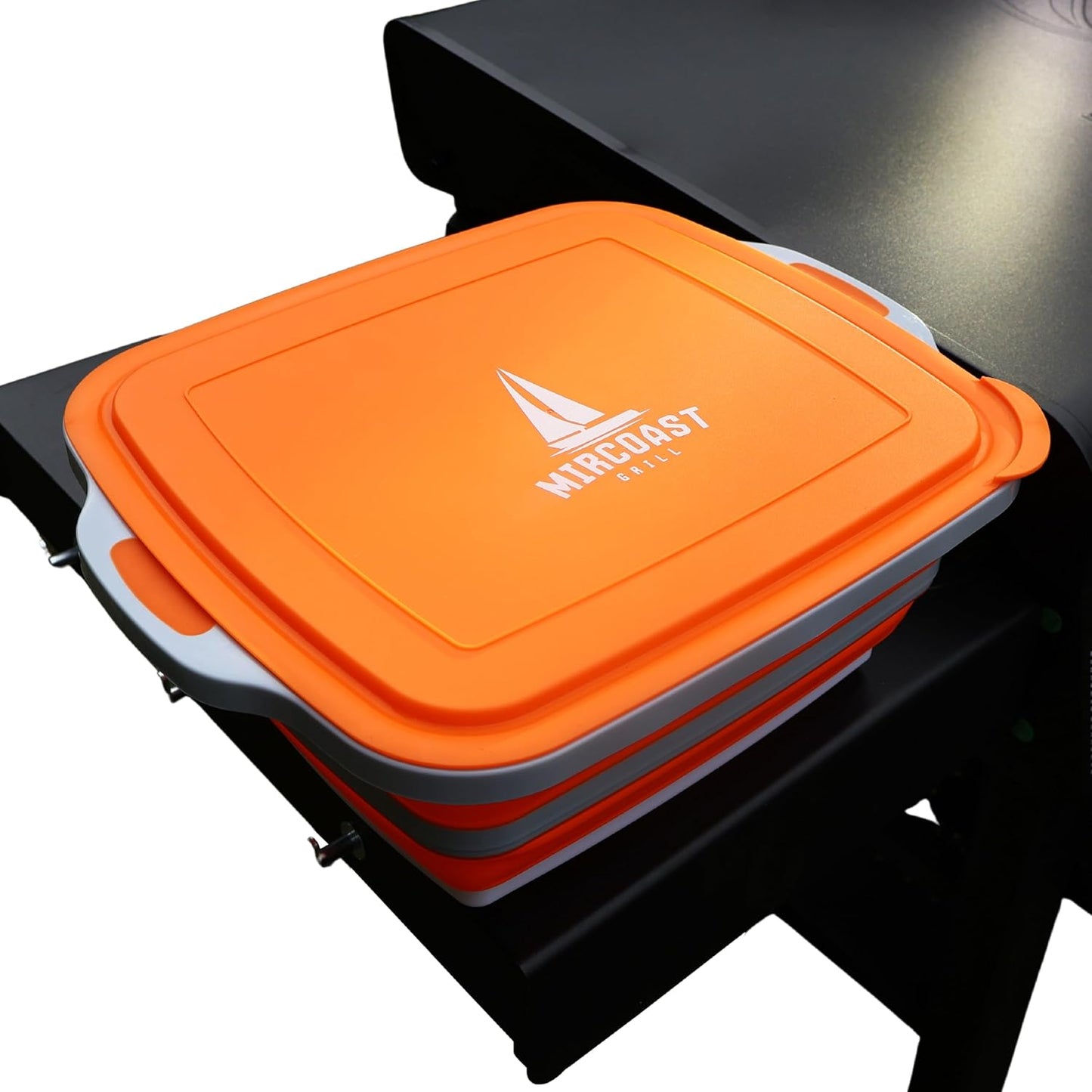 Collapsible BBQ Prep Tub with Lid & Cutting Board – 8L Folding Meat Marinating Container – Multipurpose Tub for Food Storage, Camping & Grilling – Portable Meal Prep Tray for Outdoor Cooking