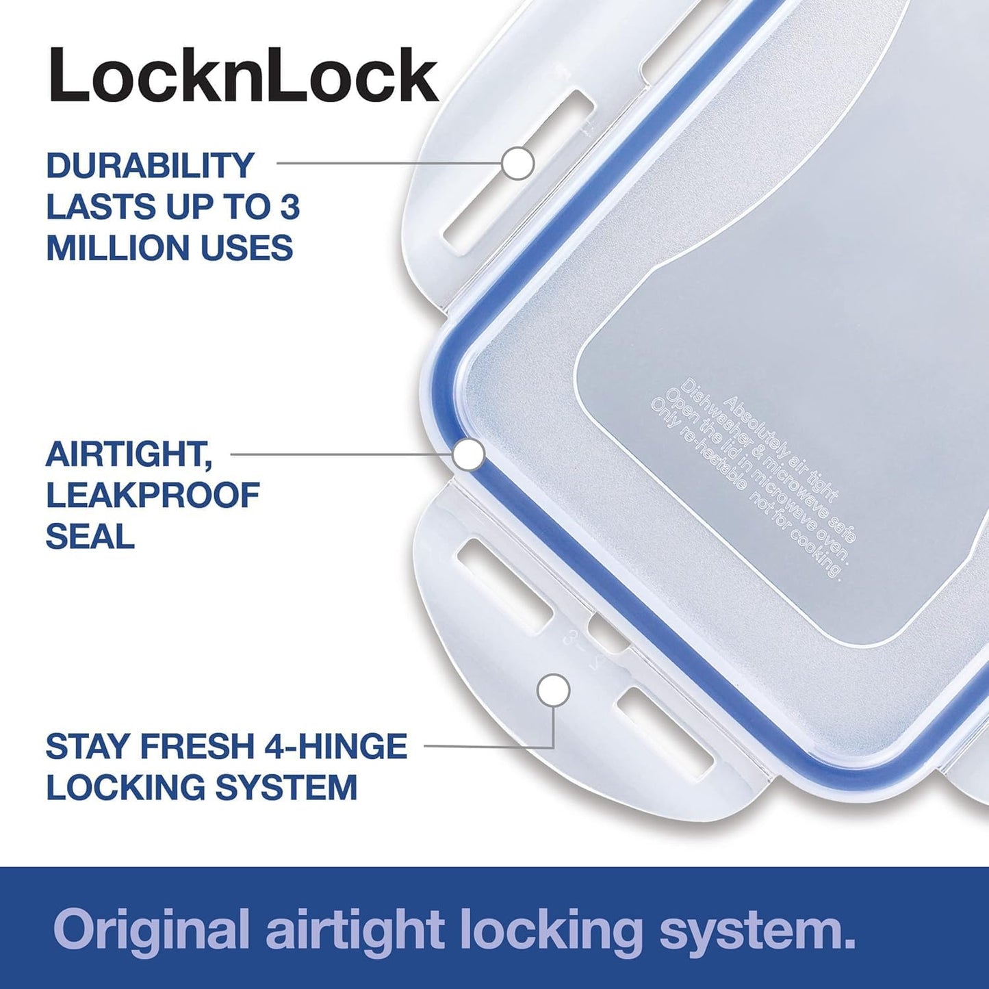 LOCK & LOCK Easy Essentials Pantry Food storage containers with lids / Pantry storage / Airtight containers, BPA free - Square - 11 cup - Great for Sugar, Clear