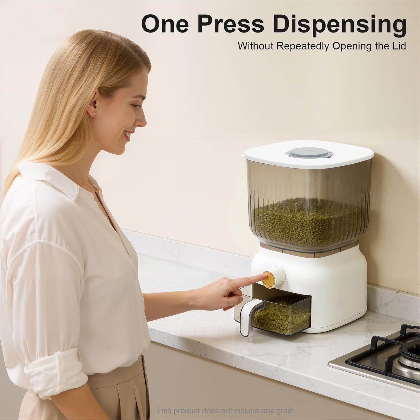 Rice Dispenser, Large Grain Container Storage with Lid Measuring Cylinder Household Cereal Dispenser Bucket, Kitchen Organizer for Rice, Beans, Grains, Cereal Dry Food