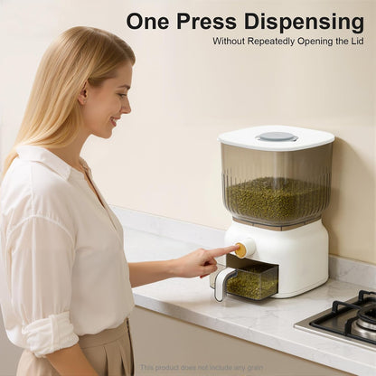 Rice Dispenser, 6kg/13.23 lbs Large Grain Storage Container Sealed Moisture Proof with Cup, Time Scale, Top Box, Kitchen Pantry Household Cereal Dispenser Bucket for Rice Beans Grains Dry Food