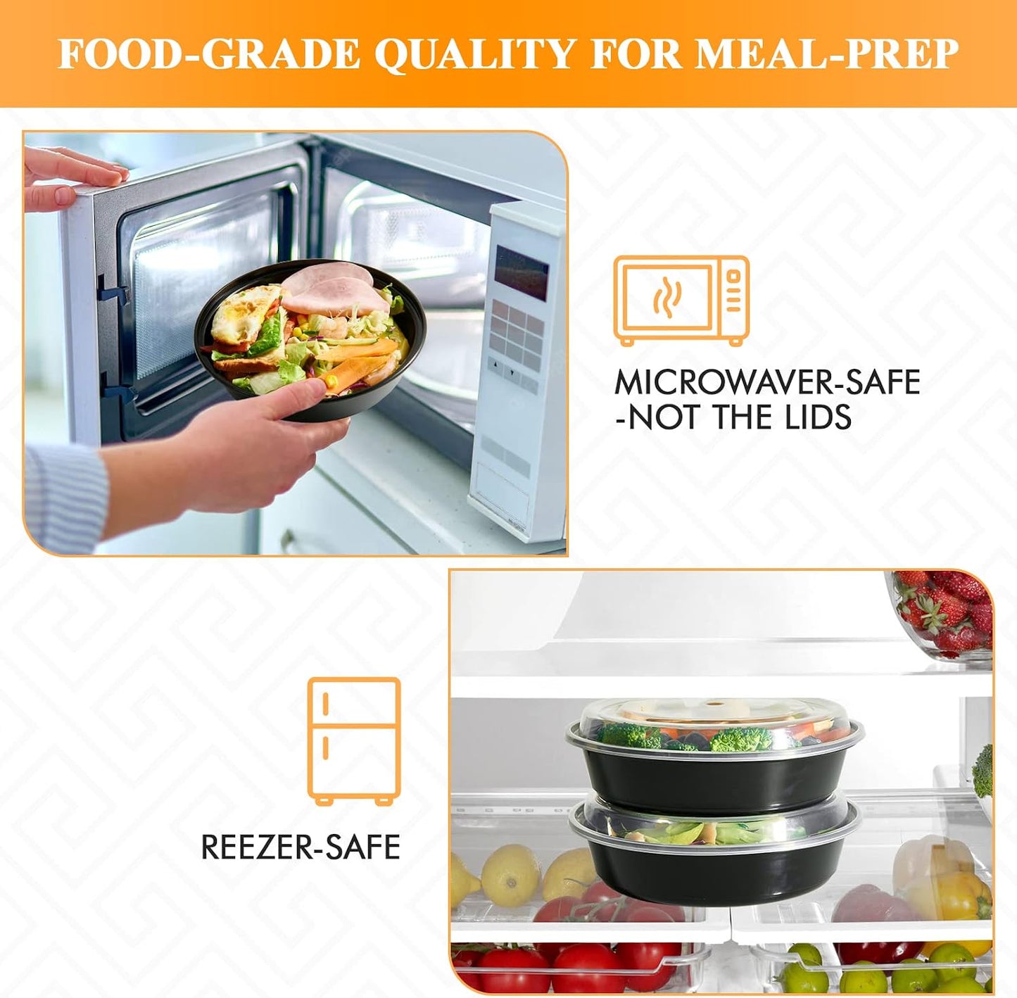 MUCHII 32 oz 3 Compartment Meal Prep Containers With Lids 20 Count To Go, Plastic Disposable Food Containers Microwave and Freezer Safe
