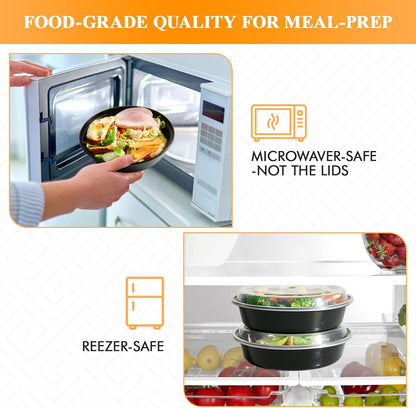 MUCHII 32 oz 3 Compartment Meal Prep Containers With Lids 20 Count To Go, Plastic Disposable Food Containers Microwave and Freezer Safe