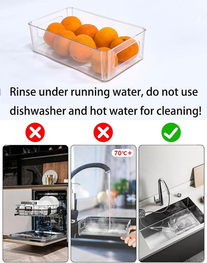Refrigerator Organizer Bins 12 Pack Stackable Fridge Organizers with Handles Clear Freezer Storage Containers for Pantry, Cabinets,Shelves, Drawer – BPA-Free Plastic Kitchen Organizers