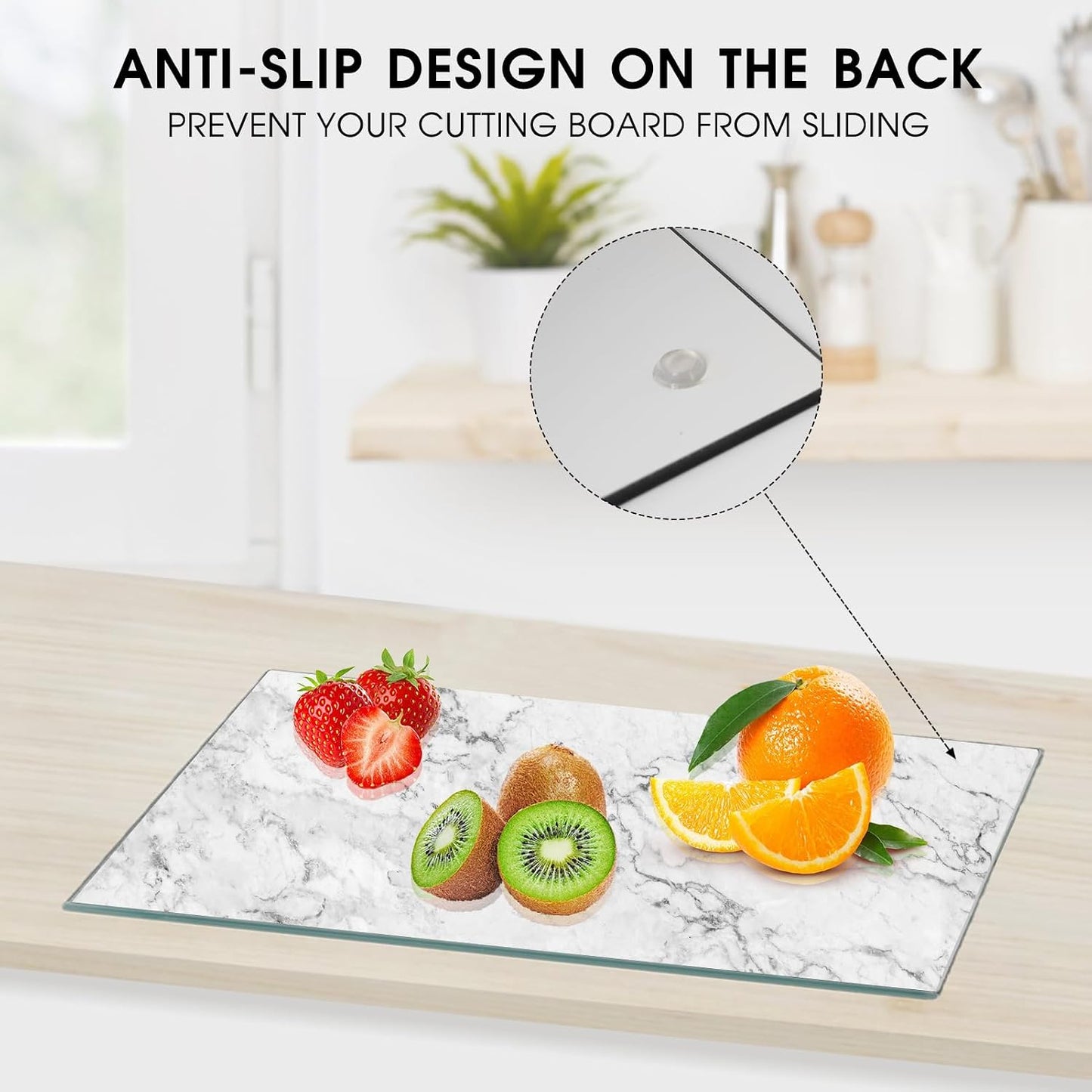 JAMBALAY Tempered Glass Cutting Boards for Kitchen, 16"x12" Clear Glass Cutting Board Set, 2Pcs Chopping Board with Rubber Non Slip Feet, Heat Resistant, Shatter Resistant, Dishwasher Safe