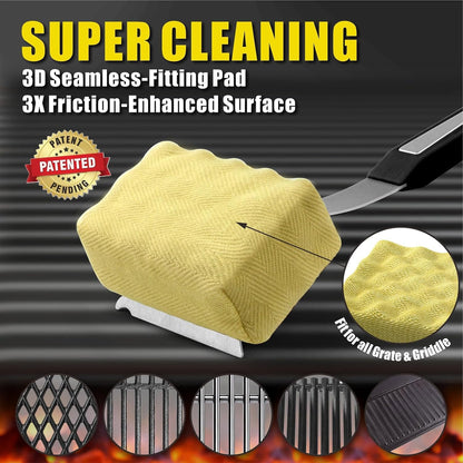 GRILLART Bristle-Free BBQ Grill Brush – Safe & Durable Cleaning Tool for Gas, Charcoal, Cast Iron & Stainless Steel Grates – Heat-Resistant Scraper Brush with Reusable Head & Hanging Loop