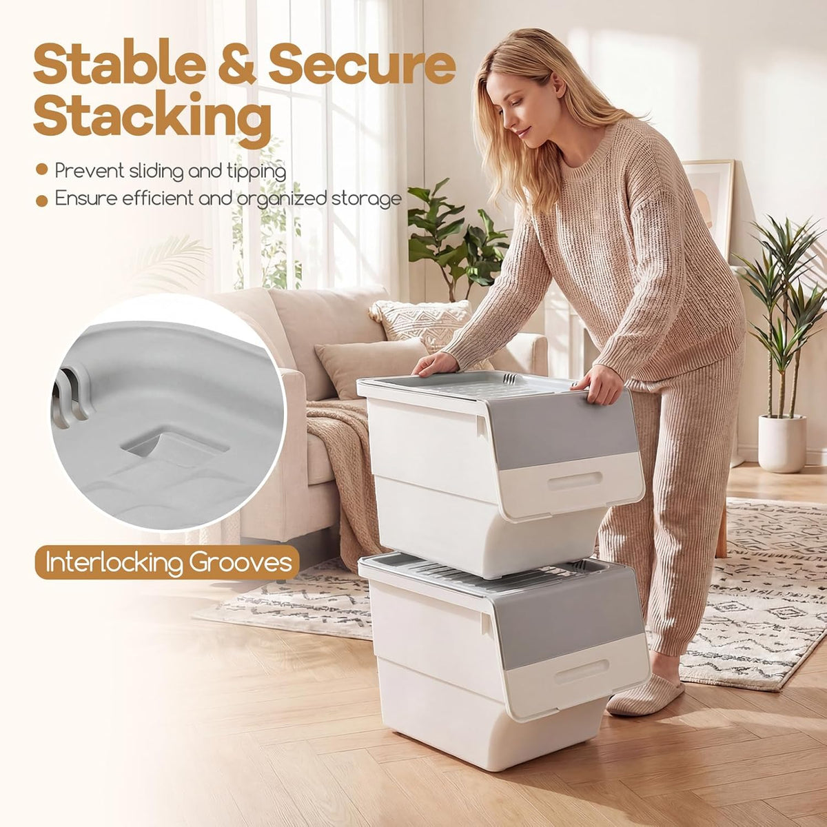 Giantex Plastic Stackable Storage Bins with Lids & Wheels, 3 Pack Open Front Stacking Bins, Organizer Bins for Pantry, Kitchen, Laundry, Closet, Playroom, Bedroom Organization (12.5 QT)