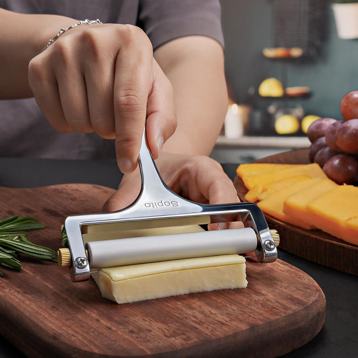 Sopito Cheese Slicer with 3 Extra Stainless Steel Wires, Silver