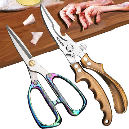 2 Pack Kitchen Shears,Heavy Duty Stainless Steel All-Purpose Poultry Meat Scissors for Cooking-Dishwasher Safe