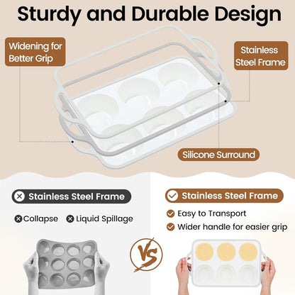 Silicone Muffin Pans for Baking 2 Pack, 2.6 Inch with Metal Reinforced Frame, Regular Size Nonstick Cupcake Pan 12 Cups for Baking Homemade Muffins, Dishwasher Safe BPA Free-Blue