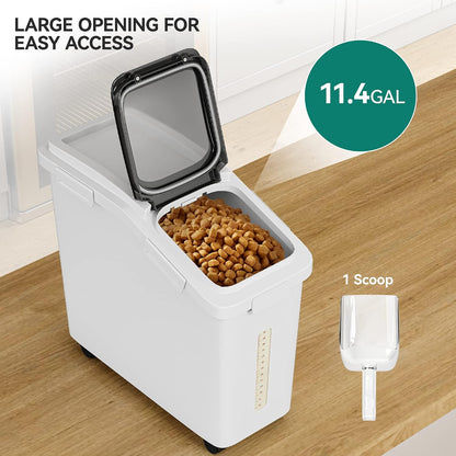 YITAHOME Large Ingredient Storage Bin, Commercial Rice Container With Wheels, Scoop, Lid and Scale - Bulk Flour Bin for Kitchen