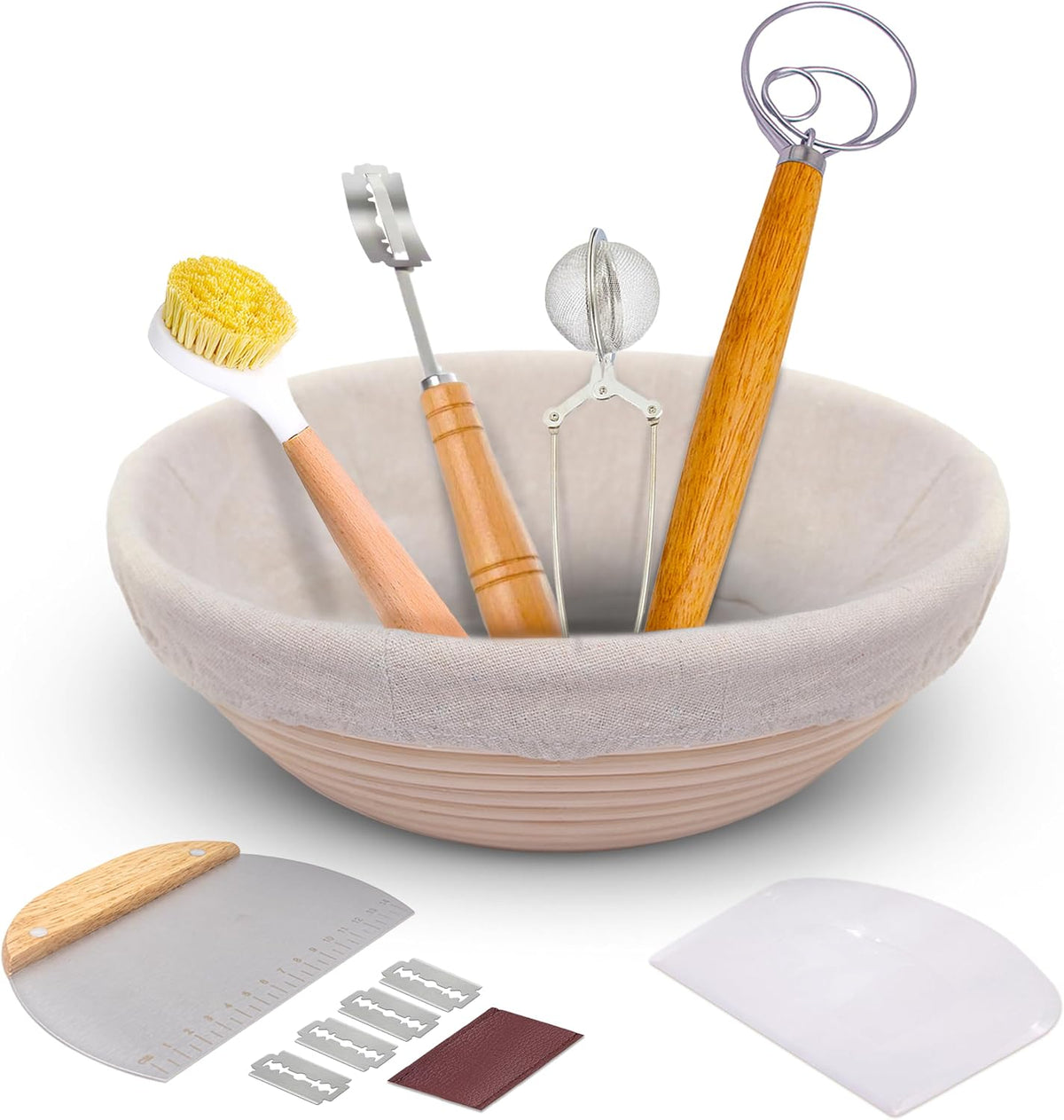Banneton Bread Proofing Basket Set, 2 x Round 9 Inch Bread Proofing Baskets