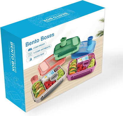 Lunch Box Kids,Bento Box Adult,Lunch Containers for Adults/Kids/Toddler,5 Compartments Bento Lunch Box with Sauce Vontainers,Microwave & Dishwasher & Freezer Safe(Purple)