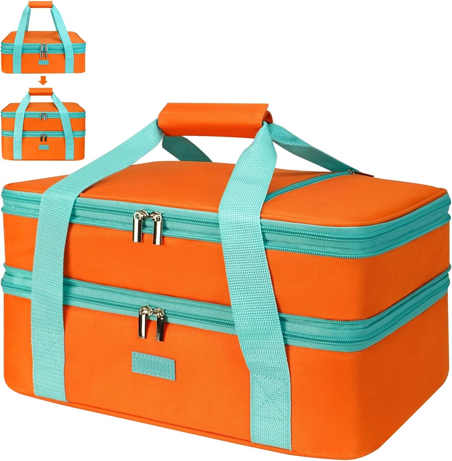 Expandable Casserole Carrier Bag - Double Decker Food Bag, Insulated Casserole Carrier for Hot or Cold Food, Lasagna Holder Tote for Picnics,Beaches,Traveling or Gifts