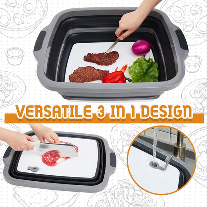 Funnymoom 2pcs Barbecue Prep Set Include Collapsible BBQ Prep Tub with Lid and Cutting Board(4.22 Gal/16l) BBQ Blanket for Resting Meat(21inch) Smoker Blanket Insulated(Black,Classic Style)