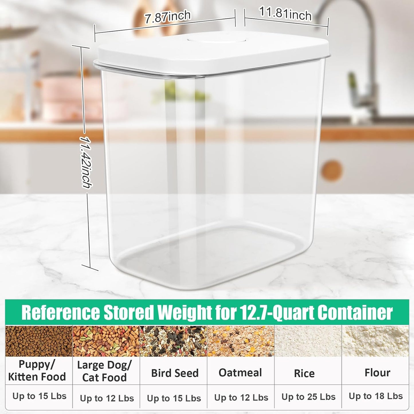 TBMax Dog Cat Food Storage Container 12Lbs with Airtight Flip-up Lid, Large Pet Food Dog Treat Container with Scoop, Airtight Food Storage Bin for Kitchen Organization