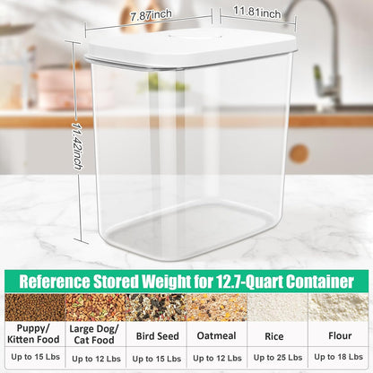 TBMax Dog Cat Food Storage Container 12Lbs with Airtight Flip-up Lid, Large Pet Food Dog Treat Container with Scoop, Airtight Food Storage Bin for Kitchen Organization