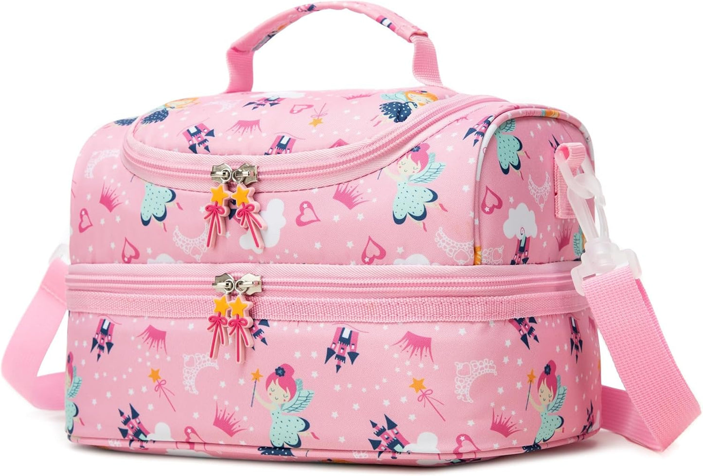 Insulated Kids Dual Compartment Lunch Bags Tote for Girls Boys Toddler School Picnic Food Cooler Thermal with Strap Lunch Boxes Blue Unicorn