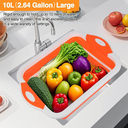 Collapsible BBQ Prep Tub/Cutting Board 10L, Orange
