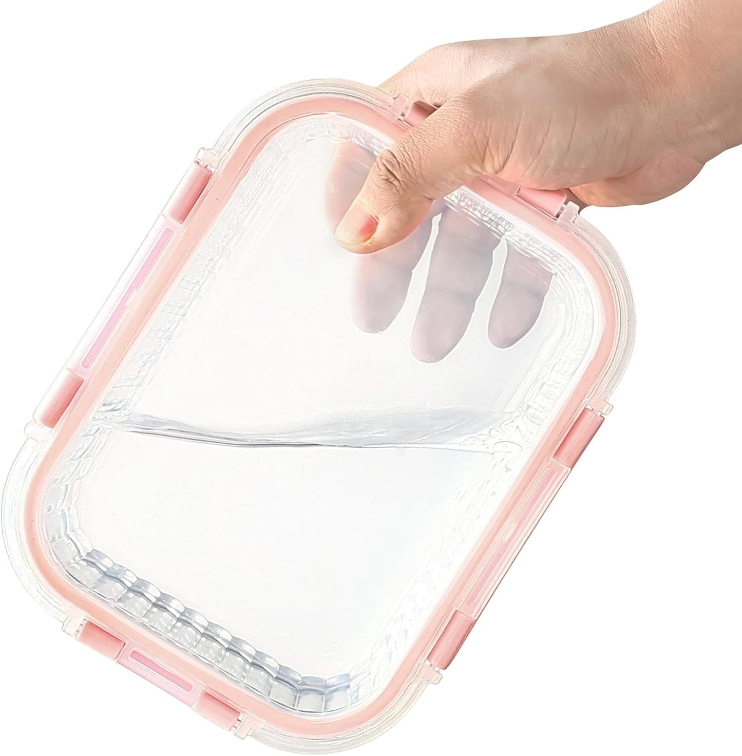 10 Pack Glass Food Storage Containers with Lids (34oz & 12oz) - Airtight, Leakproof, Meal Prep Containers for Kitchen - Dishwasher, Microwave, Oven, Freezer Safe High Borosilicate Glass (Pink)
