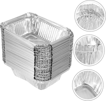 50pcs Aluminum Foil Baking Pans Disposable Baking Dishes for Oven Bbq Prep Tub