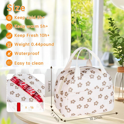 Lunch Bag for Women Men Girl,Large Cute Corduroy Lunch Tote Bags - Reusable Insulated Lunch Box for women with Handle, Leakproof WaterProof Design for Office, School, Work,Picnic.