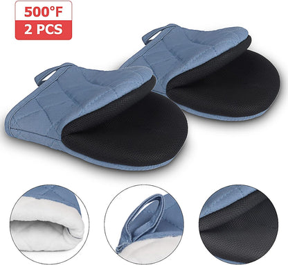 Goldmeet Mini Oven Mitts 2-Pack, 7"x5.5", 500°F Silicone Grip, Gray